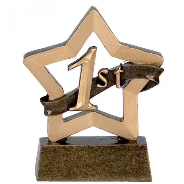 1ST PLACE TROPHY - GOLD MINI STAR RESIN - 3.25'' 